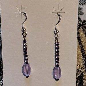 🖐Lavender & Purple Glass Bead Wire Earrings